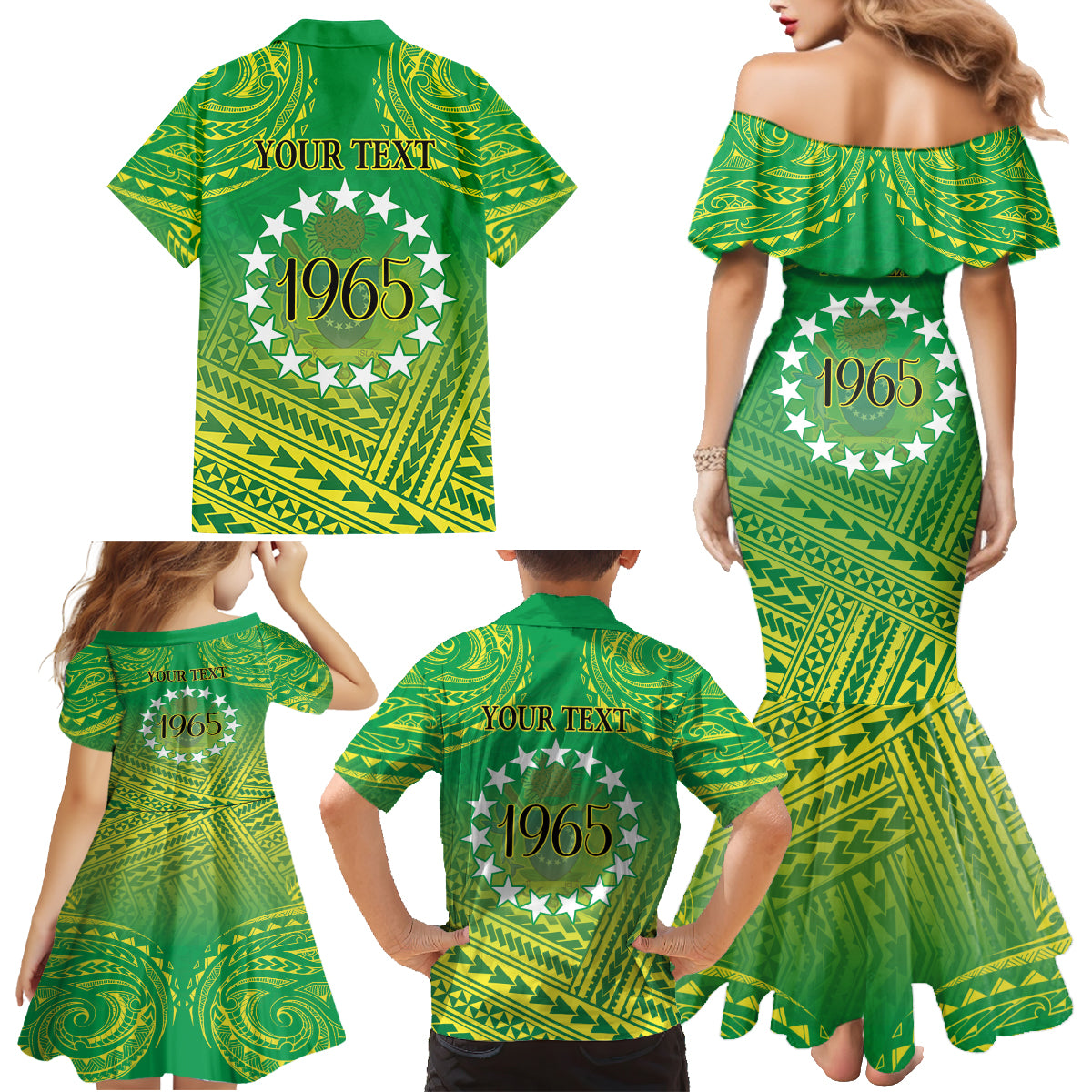 Cook Islands Constitution Day Family Matching Mermaid Dress and Hawaiian Shirt Kuki Airani Since 1965 LT9 - Polynesian Pride