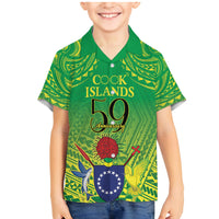 Cook Islands Constitution Day Family Matching Mermaid Dress and Hawaiian Shirt Kuki Airani Since 1965 LT9 Son's Shirt Green - Polynesian Pride
