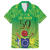 Cook Islands Constitution Day Family Matching Off The Shoulder Long Sleeve Dress and Hawaiian Shirt Kuki Airani Since 1965 LT9 Dad's Shirt - Short Sleeve Green - Polynesian Pride