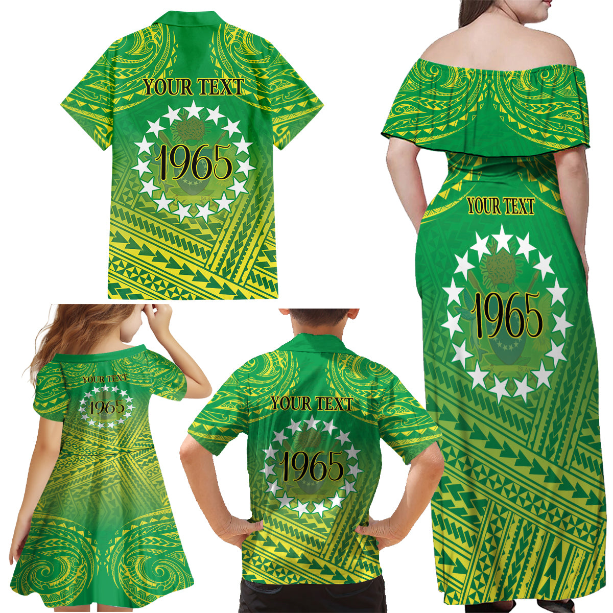 Cook Islands Constitution Day Family Matching Off Shoulder Maxi Dress and Hawaiian Shirt Kuki Airani Since 1965 LT9 - Polynesian Pride