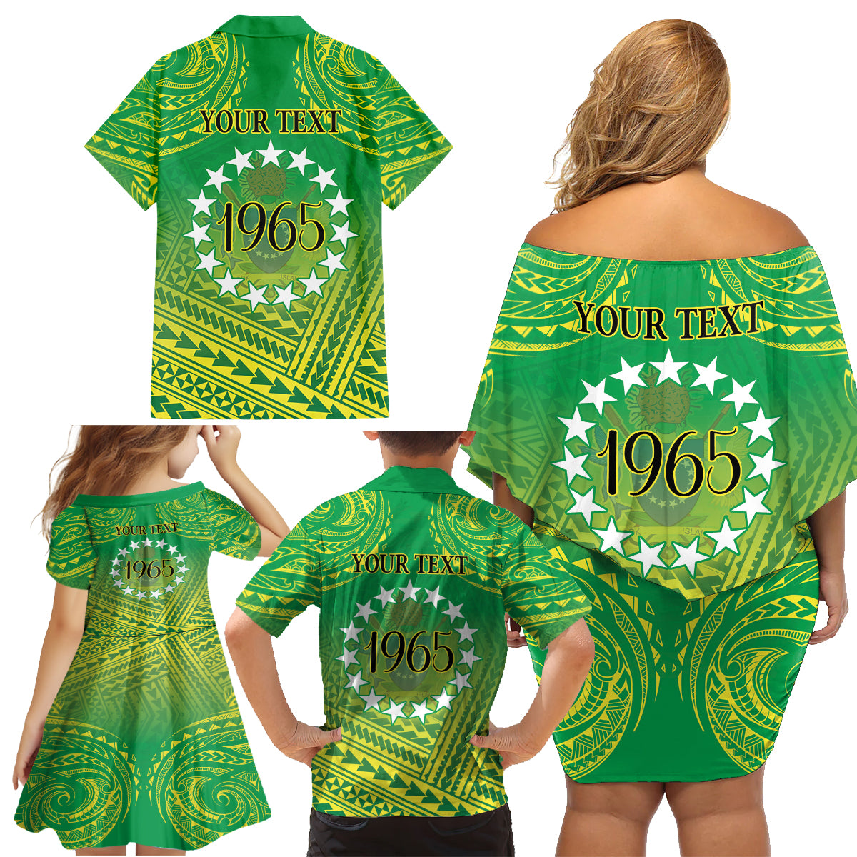 Cook Islands Constitution Day Family Matching Off Shoulder Short Dress and Hawaiian Shirt Kuki Airani Since 1965 LT9 - Polynesian Pride
