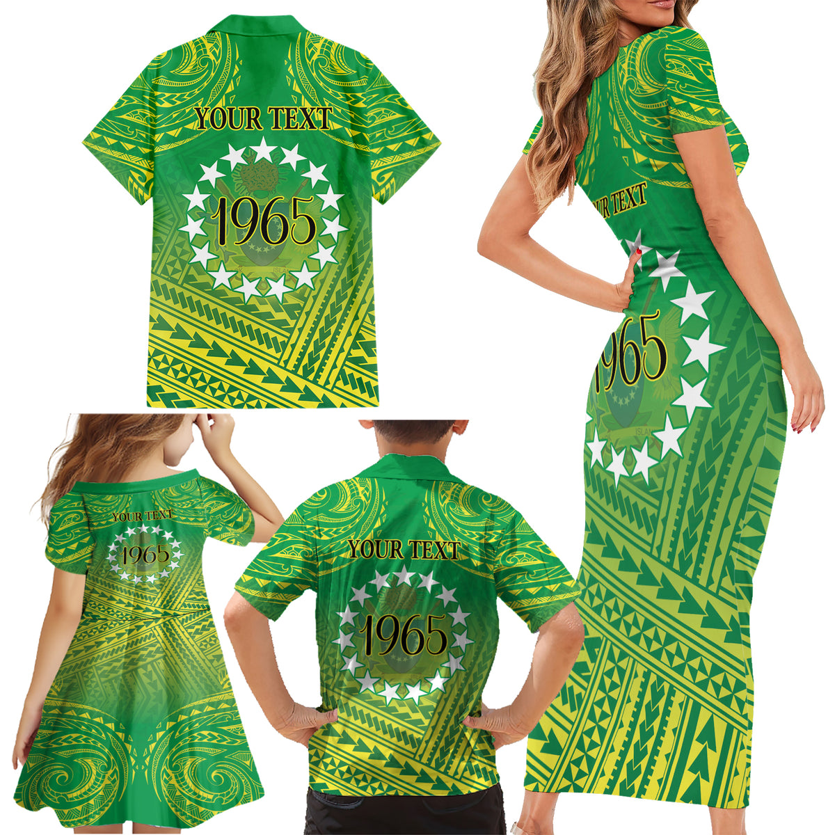 Cook Islands Constitution Day Family Matching Short Sleeve Bodycon Dress and Hawaiian Shirt Kuki Airani Since 1965 LT9 - Polynesian Pride