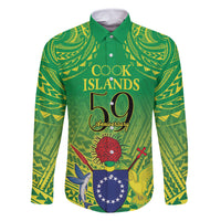 Cook Islands Constitution Day Family Matching Summer Maxi Dress and Hawaiian Shirt Kuki Airani Since 1965 LT9 Dad's Shirt - Long Sleeve Green - Polynesian Pride
