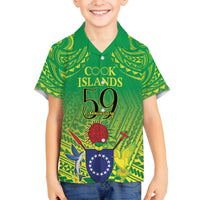 Cook Islands Constitution Day Family Matching Summer Maxi Dress and Hawaiian Shirt Kuki Airani Since 1965 LT9 Son's Shirt Green - Polynesian Pride