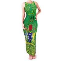 Cook Islands Constitution Day Family Matching Tank Maxi Dress and Hawaiian Shirt Kuki Airani Since 1965 LT9 Mom's Dress Green - Polynesian Pride