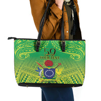 Cook Islands Constitution Day Leather Tote Bag Kuki Airani Since 1965