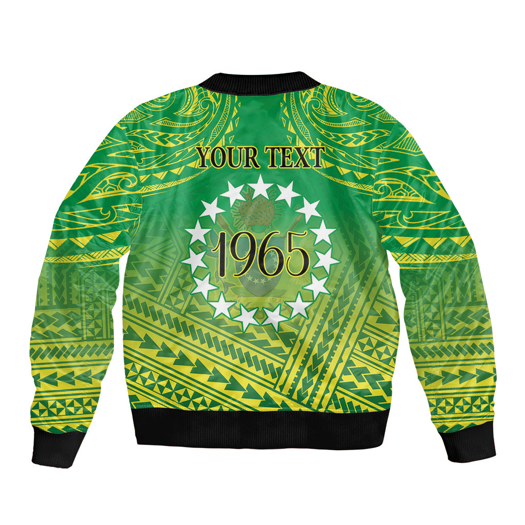 Cook Islands Constitution Day Sleeve Zip Bomber Jacket Kuki Airani Since 1965
