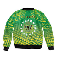 Cook Islands Constitution Day Sleeve Zip Bomber Jacket Kuki Airani Since 1965