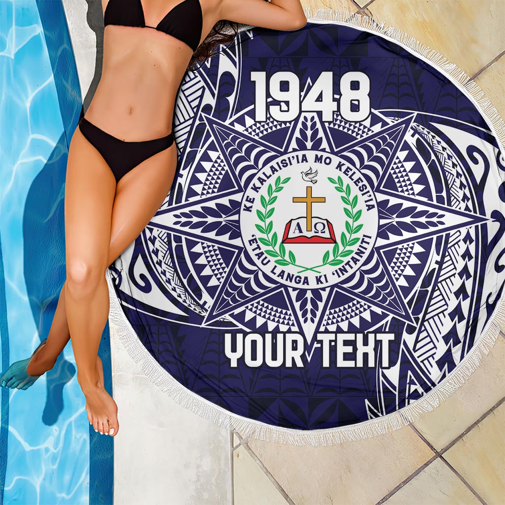 Personalised Tonga Sia'atoutai Theological College Beach Blanket Since 1948 Special Kupesi Pattern