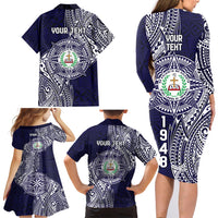 Personalised Tonga Sia'atoutai Theological College Family Matching Long Sleeve Bodycon Dress and Hawaiian Shirt Since 1948 Special Kupesi Pattern LT9 - Polynesian Pride
