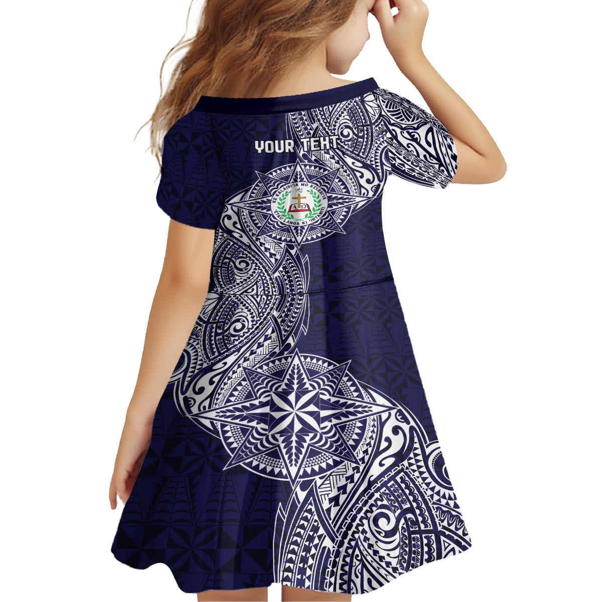 Personalised Tonga Sia'atoutai Theological College Family Matching Off The Shoulder Long Sleeve Dress and Hawaiian Shirt Since 1948 Special Kupesi Pattern LT9 - Polynesian Pride