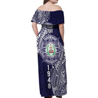 Personalised Tonga Sia'atoutai Theological College Family Matching Off Shoulder Maxi Dress and Hawaiian Shirt Since 1948 Special Kupesi Pattern LT9 - Polynesian Pride