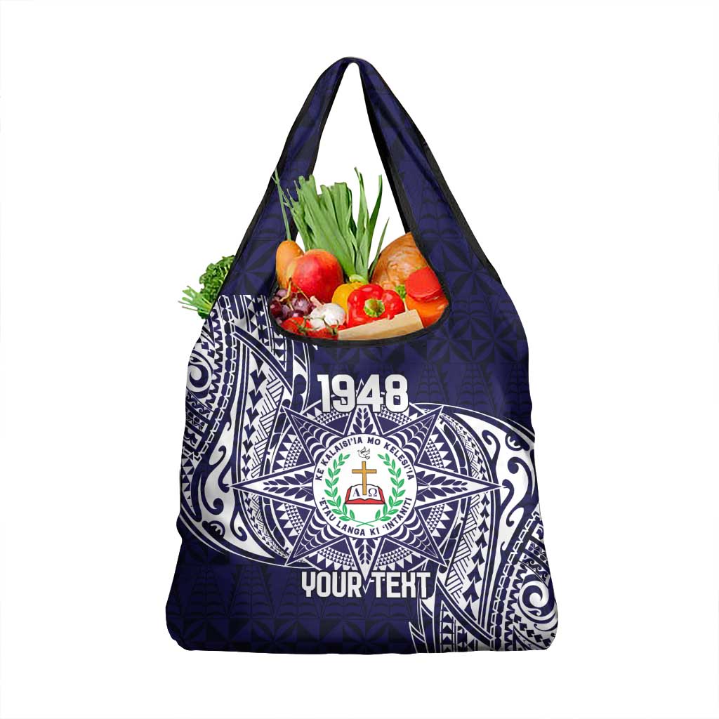 Personalised Tonga Sia'atoutai Theological College Grocery Bag Since 1948 Special Kupesi Pattern