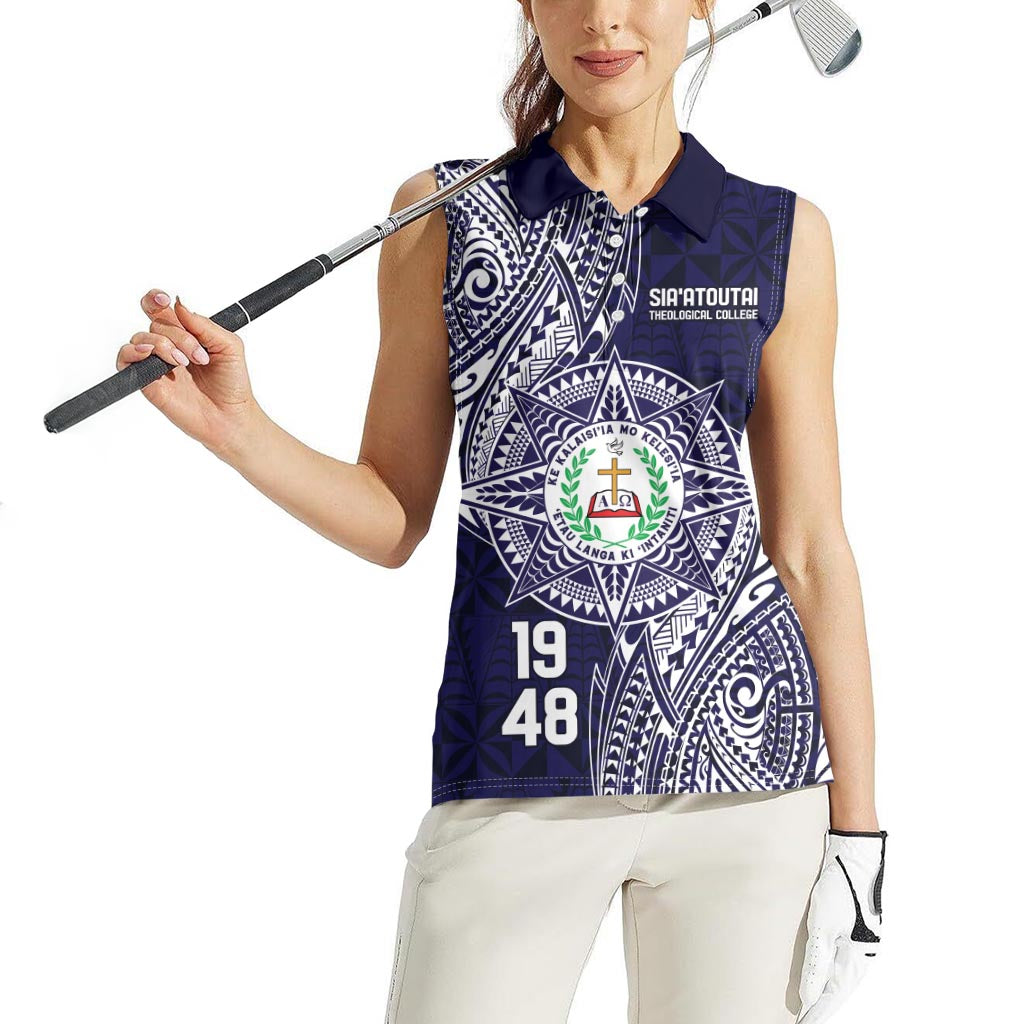 Personalised Tonga Sia'atoutai Theological College Women Sleeveless Polo Shirt Since 1948 Special Kupesi Pattern