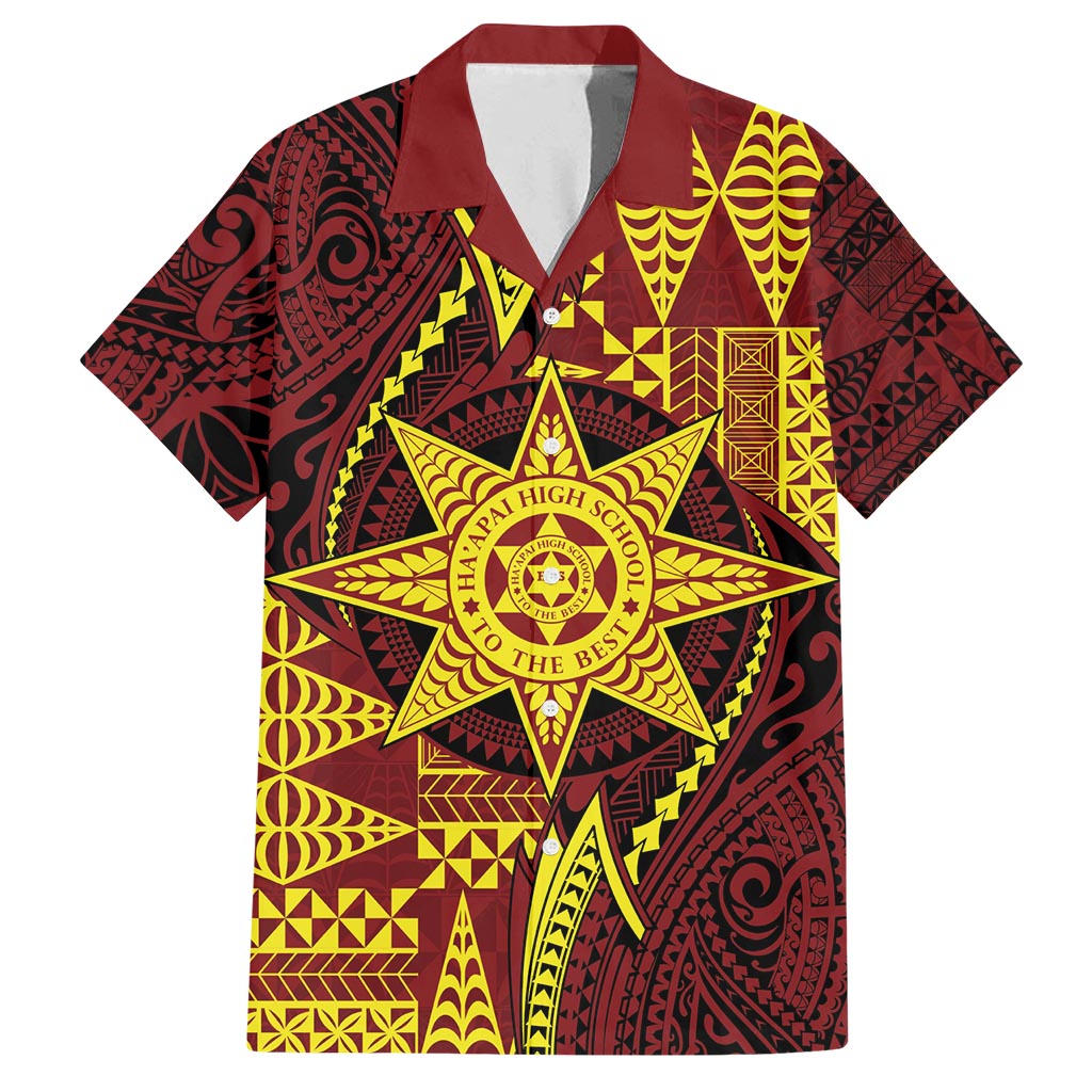 Personalised Tonga Haapai High School Family Matching Off Shoulder Maxi Dress and Hawaiian Shirt Special Kupesi Pattern