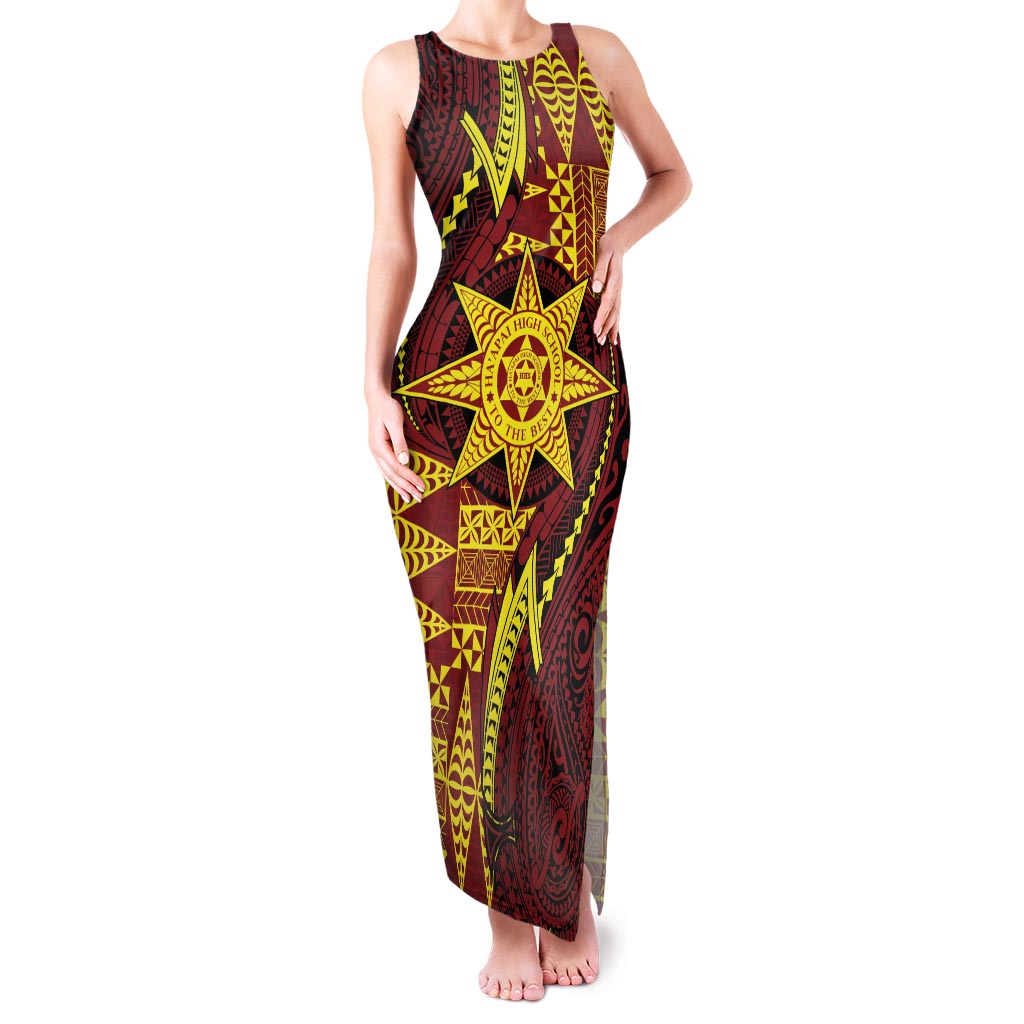 Personalised Tonga Haapai High School Family Matching Tank Maxi Dress and Hawaiian Shirt Special Kupesi Pattern