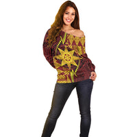 Personalised Tonga Haapai High School Off Shoulder Sweater Special Kupesi Pattern