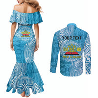 Personalised Tonga Lavengamalie College Couples Matching Mermaid Dress and Long Sleeve Button Shirt Since 1980 Special Kupesi Pattern