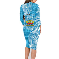 Personalised Tonga Lavengamalie College Family Matching Long Sleeve Bodycon Dress and Hawaiian Shirt Since 1980 Special Kupesi Pattern LT9 - Polynesian Pride