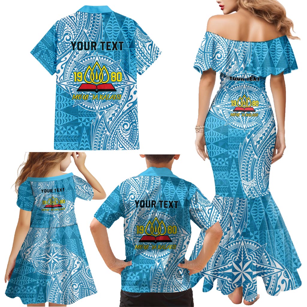 Personalised Tonga Lavengamalie College Family Matching Mermaid Dress and Hawaiian Shirt Since 1980 Special Kupesi Pattern