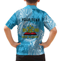 Personalised Tonga Lavengamalie College Family Matching Off The Shoulder Long Sleeve Dress and Hawaiian Shirt Since 1980 Special Kupesi Pattern LT9 - Polynesian Pride