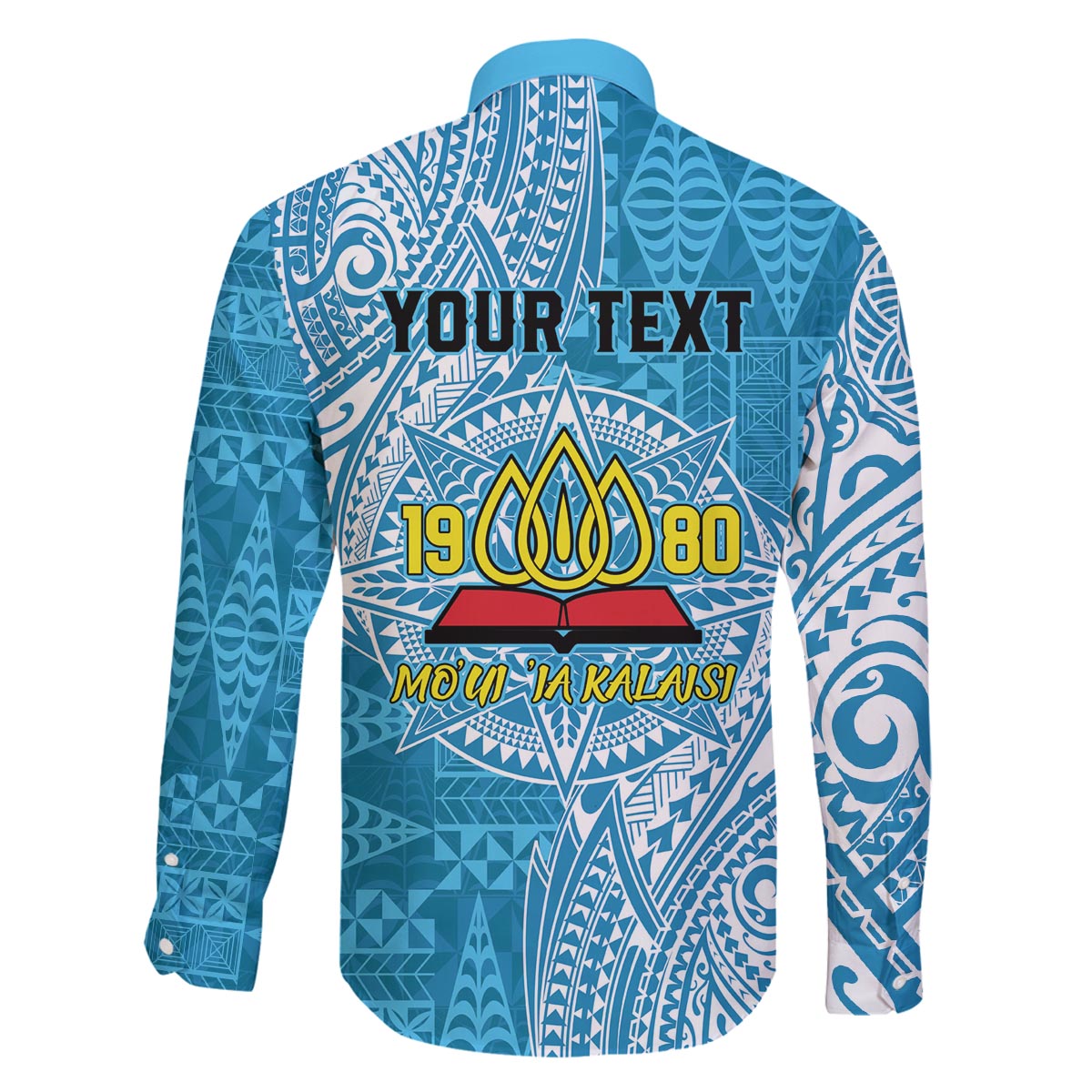 Personalised Tonga Lavengamalie College Family Matching Off The Shoulder Long Sleeve Dress and Hawaiian Shirt Since 1980 Special Kupesi Pattern LT9 - Polynesian Pride