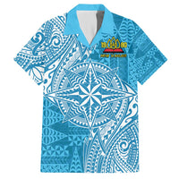 Personalised Tonga Lavengamalie College Family Matching Off Shoulder Maxi Dress and Hawaiian Shirt Since 1980 Special Kupesi Pattern LT9 Dad's Shirt - Short Sleeve Blue - Polynesian Pride