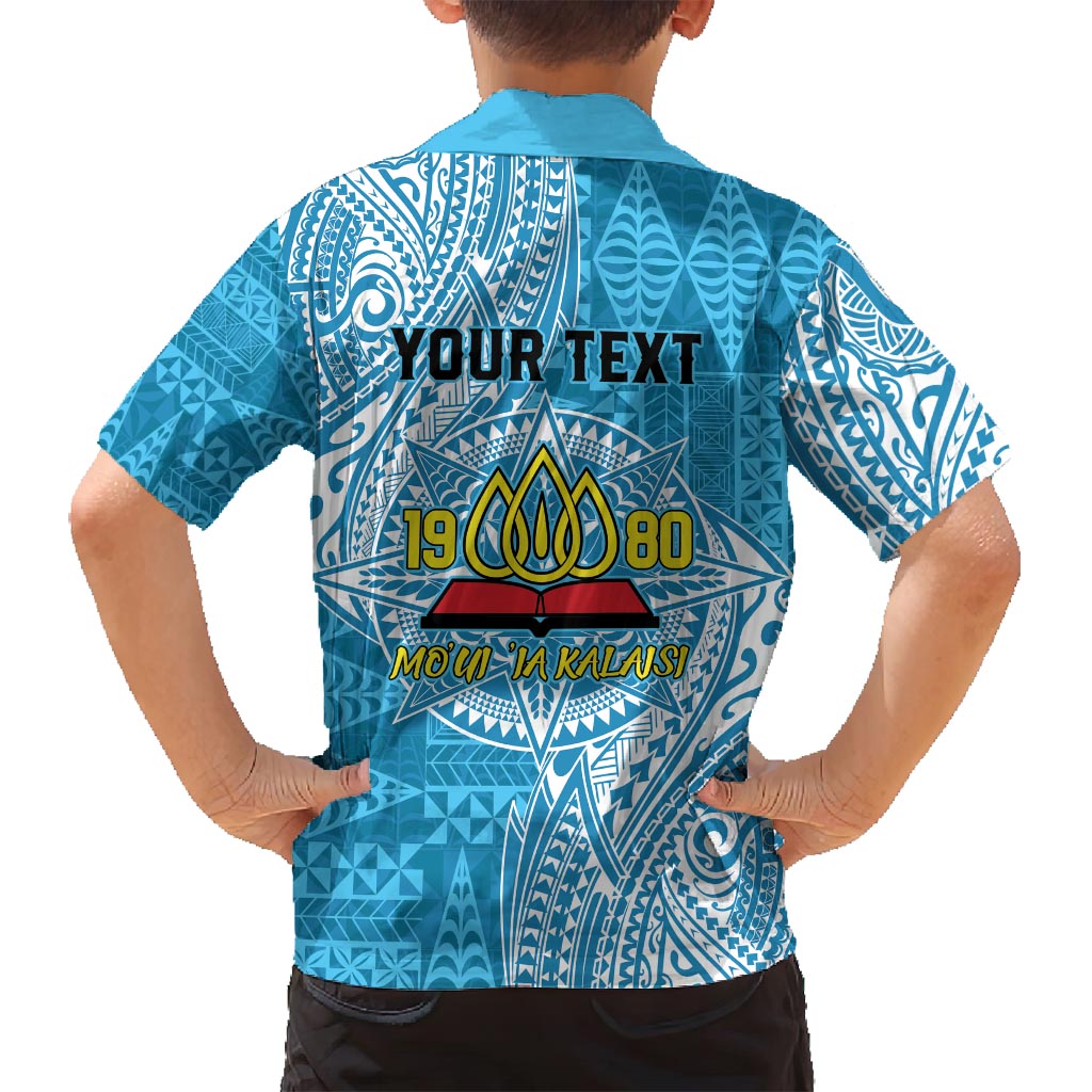 Personalised Tonga Lavengamalie College Family Matching Off Shoulder Short Dress and Hawaiian Shirt Since 1980 Special Kupesi Pattern LT9 - Polynesian Pride