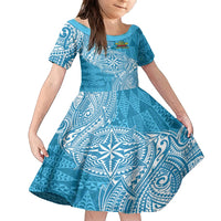 Personalised Tonga Lavengamalie College Family Matching Tank Maxi Dress and Hawaiian Shirt Since 1980 Special Kupesi Pattern LT9 Daughter's Dress Blue - Polynesian Pride