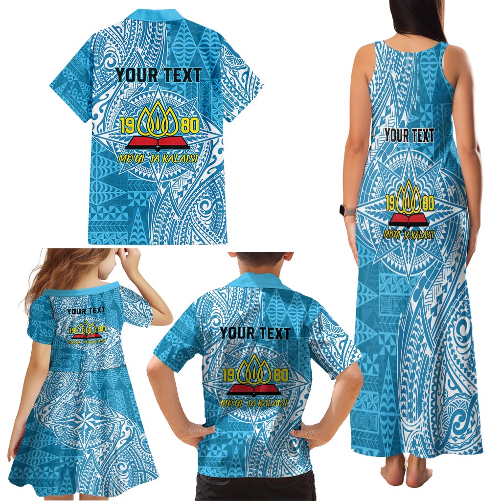 Personalised Tonga Lavengamalie College Family Matching Tank Maxi Dress and Hawaiian Shirt Since 1980 Special Kupesi Pattern LT9 - Polynesian Pride