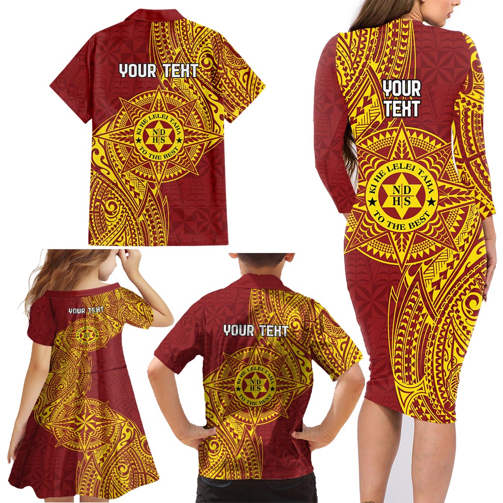 Personalised Tonga Niuatoputapu High School Family Matching Long Sleeve Bodycon Dress and Hawaiian Shirt Special Kupesi Pattern LT9 - Polynesian Pride