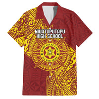 Personalised Tonga Niuatoputapu High School Family Matching Long Sleeve Bodycon Dress and Hawaiian Shirt Special Kupesi Pattern LT9 Dad's Shirt - Short Sleeve Gold - Polynesian Pride