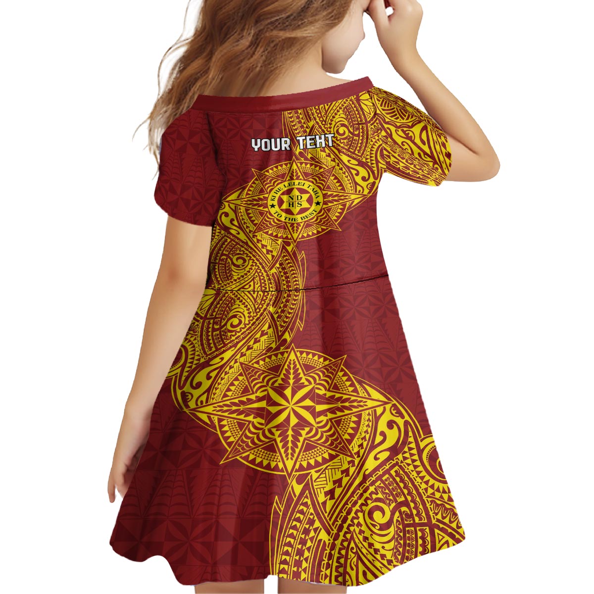 Personalised Tonga Niuatoputapu High School Family Matching Off The Shoulder Long Sleeve Dress and Hawaiian Shirt Special Kupesi Pattern LT9 - Polynesian Pride
