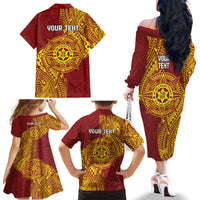 Personalised Tonga Niuatoputapu High School Family Matching Off The Shoulder Long Sleeve Dress and Hawaiian Shirt Special Kupesi Pattern LT9 - Polynesian Pride