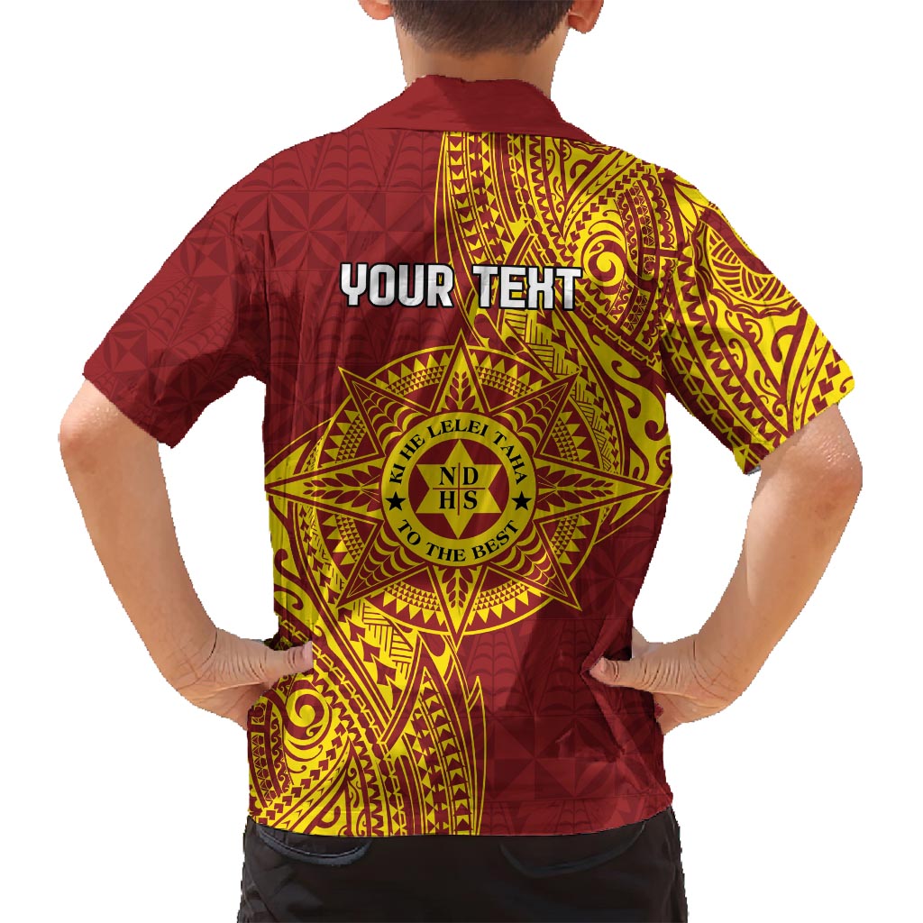 Personalised Tonga Niuatoputapu High School Family Matching Off Shoulder Short Dress and Hawaiian Shirt Special Kupesi Pattern