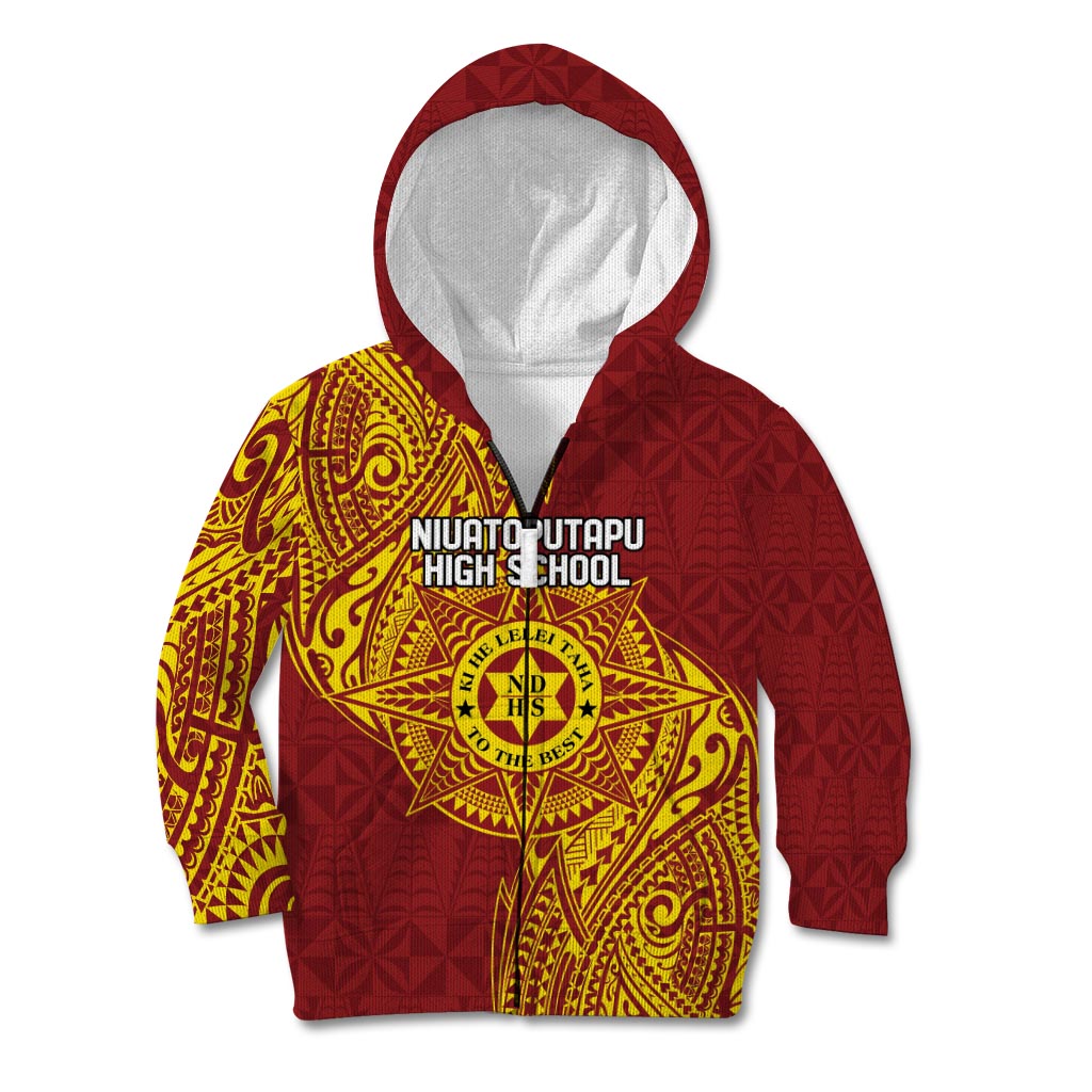 Personalised Tonga Niuatoputapu High School Kid Hoodie Special Kupesi Pattern