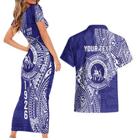 Personalised Tonga Queen Salote College Couples Matching Short Sleeve Bodycon Dress and Hawaiian Shirt Kolisi Fefine 1926 Special Kupesi Pattern LT9 - Polynesian Pride