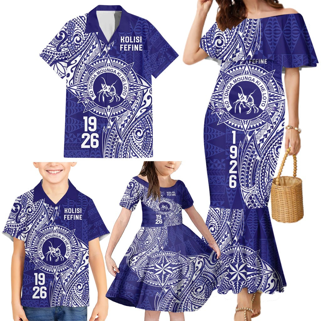 Personalised Tonga Queen Salote College Family Matching Mermaid Dress and Hawaiian Shirt Kolisi Fefine 1926 Special Kupesi Pattern LT9 - Polynesian Pride