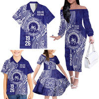 Personalised Tonga Queen Salote College Family Matching Off The Shoulder Long Sleeve Dress and Hawaiian Shirt Kolisi Fefine 1926 Special Kupesi Pattern LT9 - Polynesian Pride