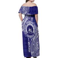 Personalised Tonga Queen Salote College Family Matching Off Shoulder Maxi Dress and Hawaiian Shirt Kolisi Fefine 1926 Special Kupesi Pattern LT9 - Polynesian Pride