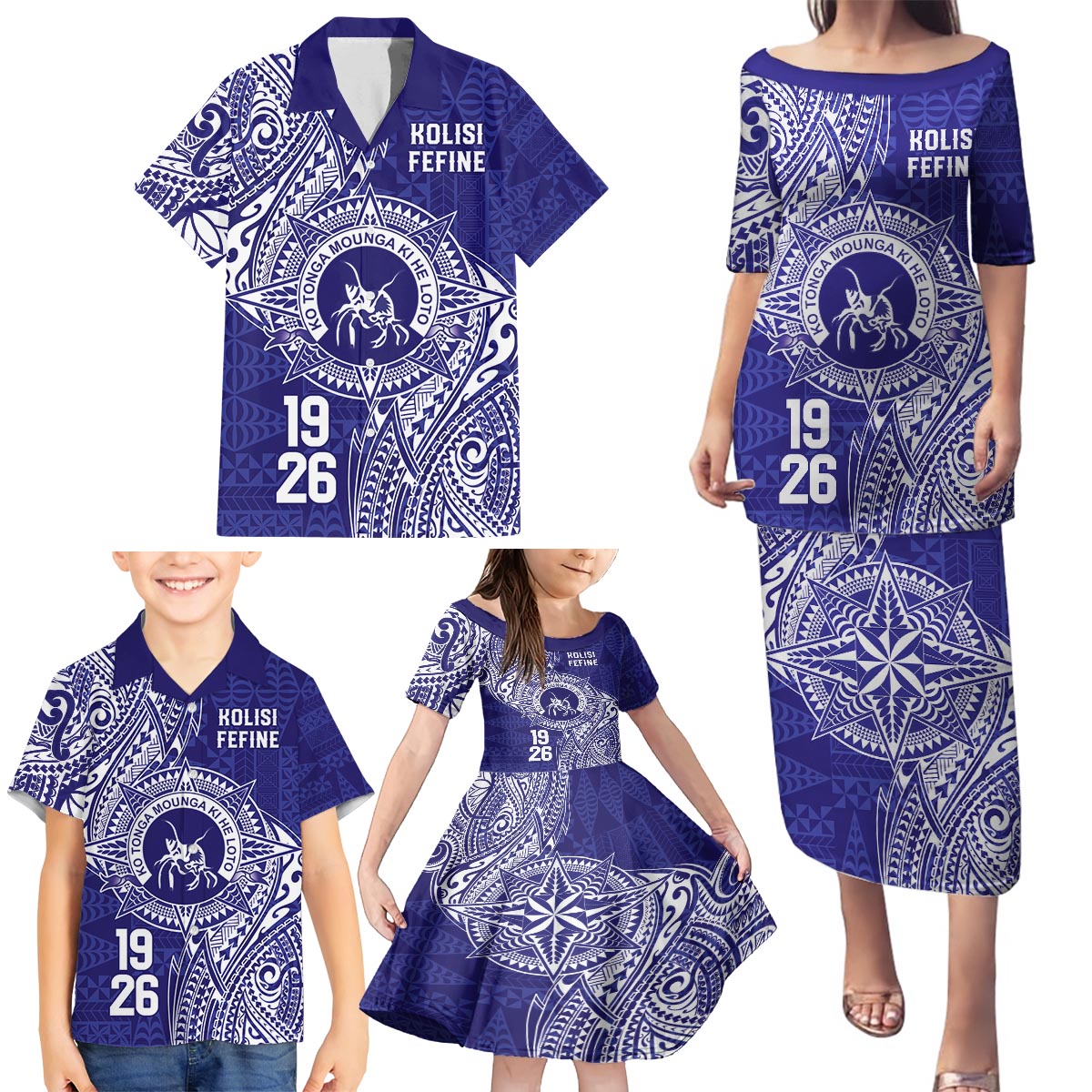 Personalised Tonga Queen Salote College Family Matching Puletasi and Hawaiian Shirt Kolisi Fefine 1926 Special Kupesi Pattern LT9 - Polynesian Pride