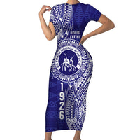 Personalised Tonga Queen Salote College Family Matching Short Sleeve Bodycon Dress and Hawaiian Shirt Kolisi Fefine 1926 Special Kupesi Pattern LT9 Mom's Dress Blue - Polynesian Pride