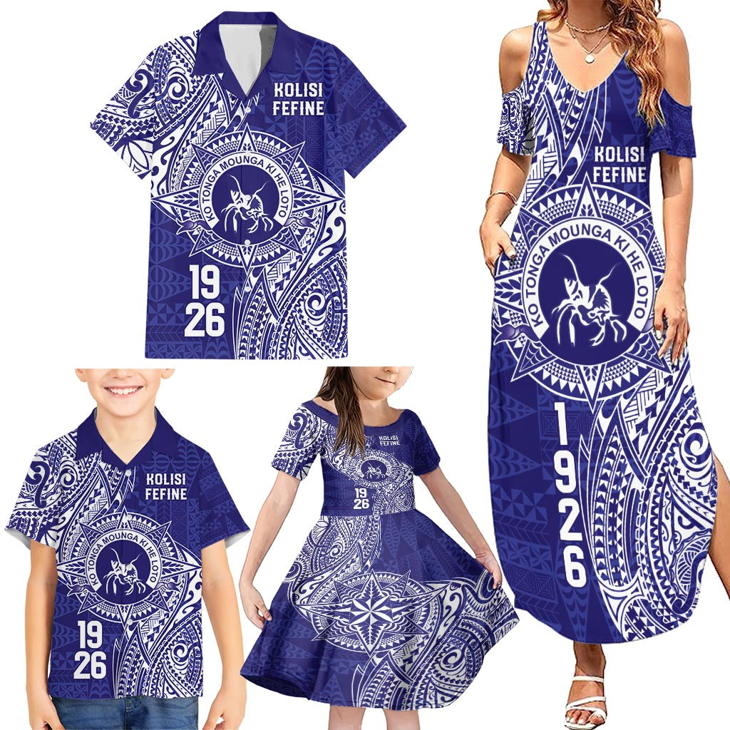 Personalised Tonga Queen Salote College Family Matching Summer Maxi Dress and Hawaiian Shirt Kolisi Fefine 1926 Special Kupesi Pattern LT9 - Polynesian Pride