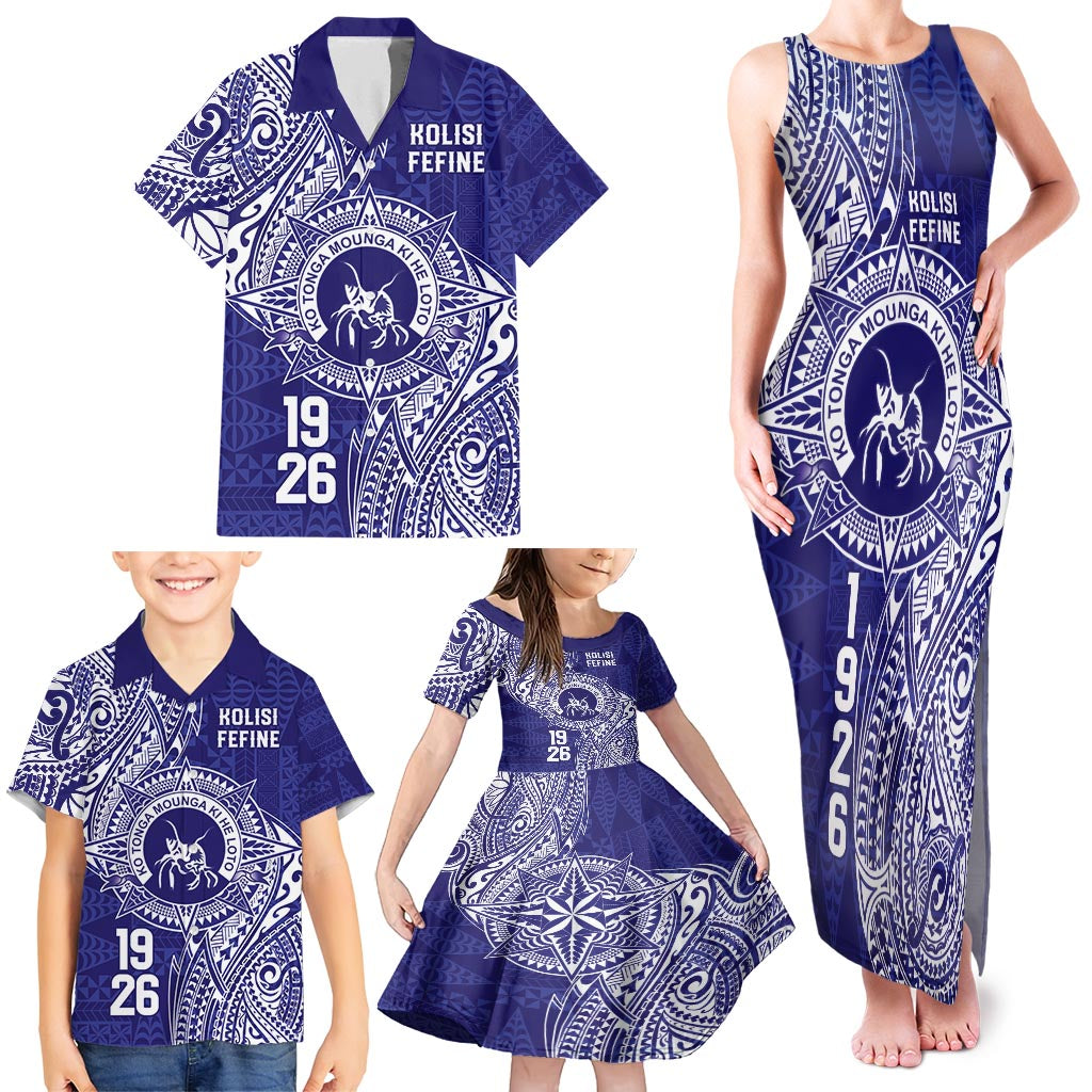 Personalised Tonga Queen Salote College Family Matching Tank Maxi Dress and Hawaiian Shirt Kolisi Fefine 1926 Special Kupesi Pattern LT9 - Polynesian Pride
