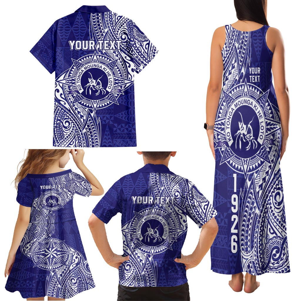 Personalised Tonga Queen Salote College Family Matching Tank Maxi Dress and Hawaiian Shirt Kolisi Fefine 1926 Special Kupesi Pattern LT9 - Polynesian Pride