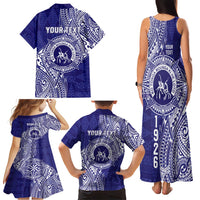 Personalised Tonga Queen Salote College Family Matching Tank Maxi Dress and Hawaiian Shirt Kolisi Fefine 1926 Special Kupesi Pattern LT9 - Polynesian Pride
