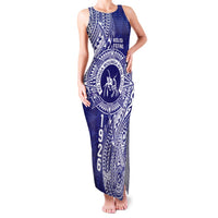 Personalised Tonga Queen Salote College Family Matching Tank Maxi Dress and Hawaiian Shirt Kolisi Fefine 1926 Special Kupesi Pattern LT9 Mom's Dress Blue - Polynesian Pride