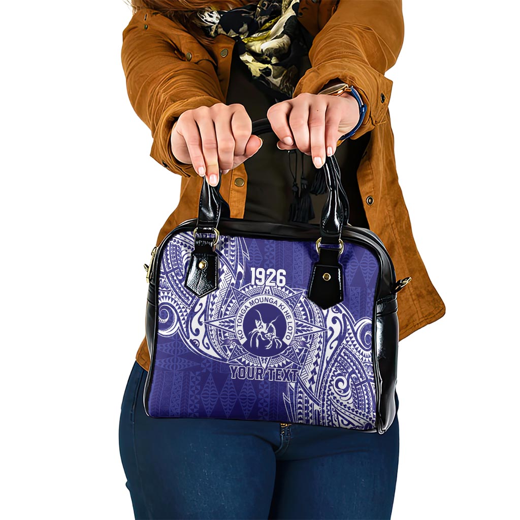 Personalised Tonga Queen Salote College Shoulder Handbag Kolisi Fefine 1926 Special Kupesi Pattern LT9 One Size Blue - Polynesian Pride