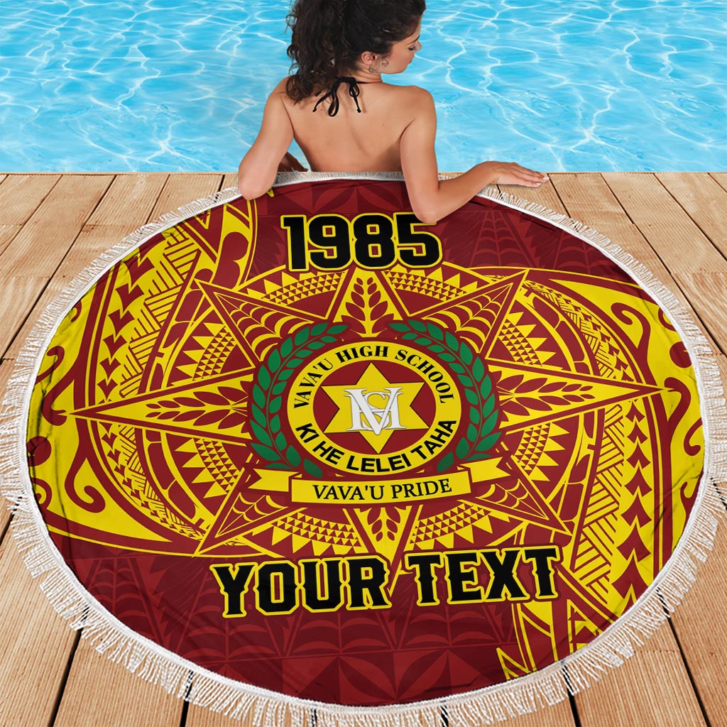 Personalised Tonga Vava'u High School Beach Blanket Since 1985 Special Kupesi Pattern