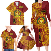 Personalised Tonga Vava'u High School Family Matching Long Sleeve Bodycon Dress and Hawaiian Shirt Since 1985 Special Kupesi Pattern LT9 - Polynesian Pride